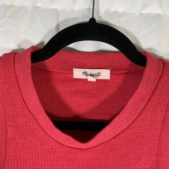 Madewell Tank Top Women’s Small Coral Red Ribbed Knit Sleeveless Crew Neck - Picture 2 of 8